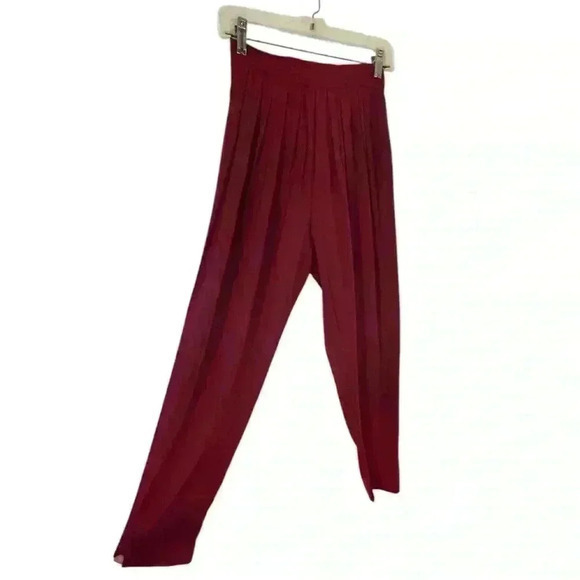 Vintage Signet Sportswear Pleated Maroon Pants - Size Small - Picture 2 of 5
